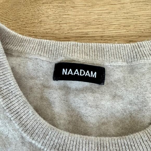 NAADAM - 100% Cashmere Crew Neck Oversized Sweater in Cream - Picture 2 of 6